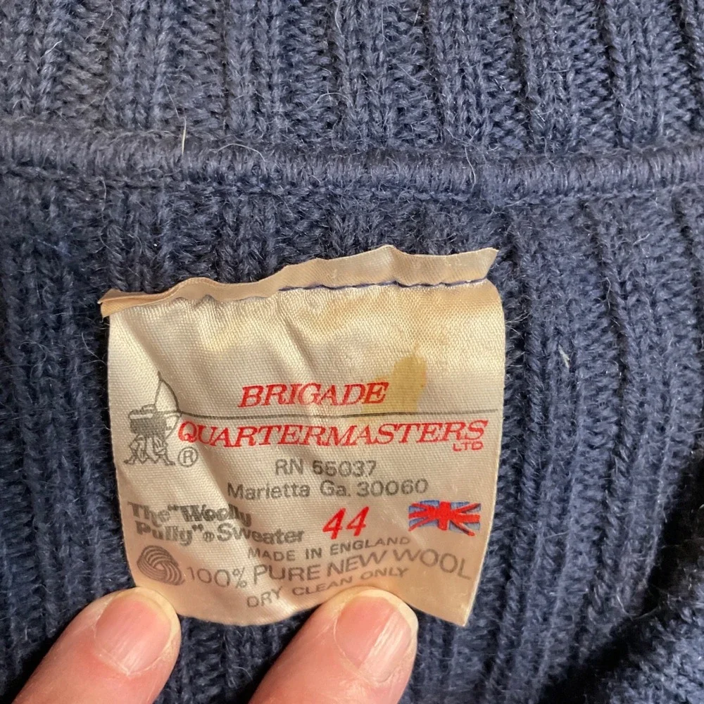 Brigade Quartermasters Woolly Pully Sweater Mens 44 Navy Blue Ribbed Military